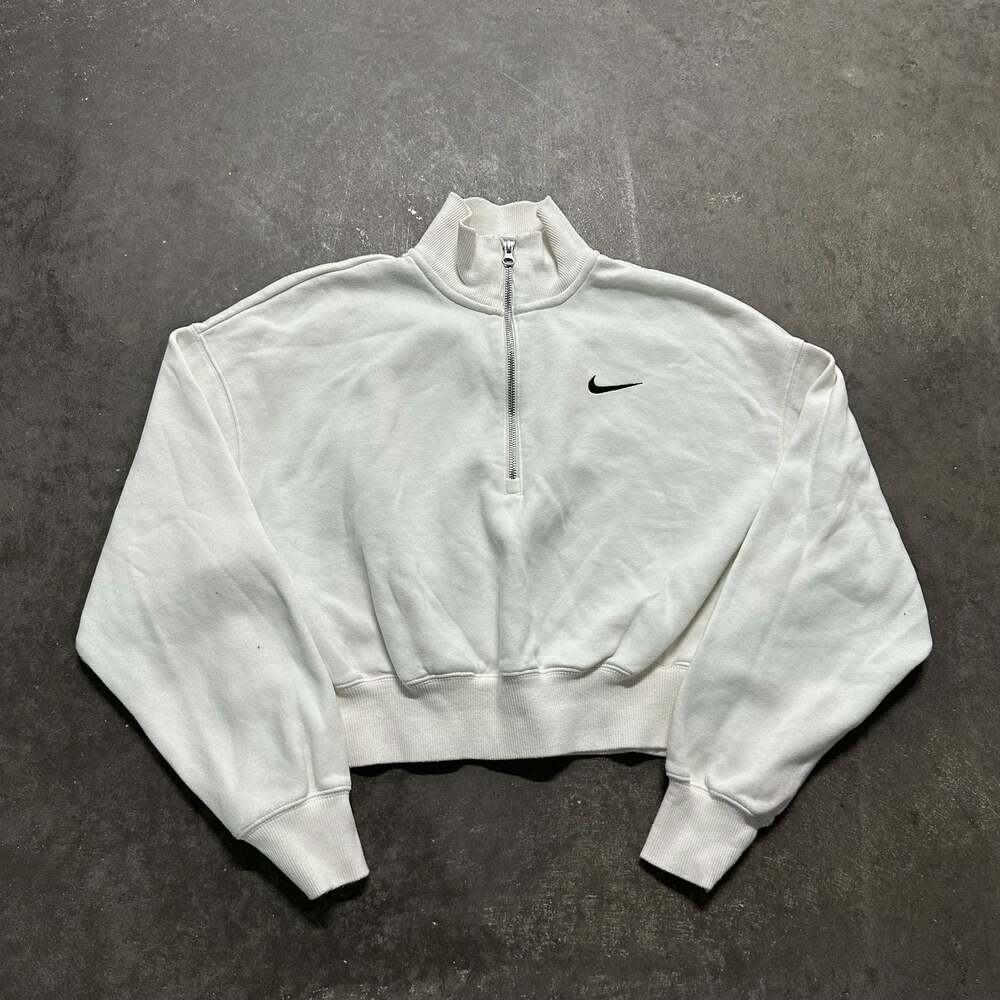 Nike Sportswear Phoenix Fleece Women's 1/2-Zip Cropped Sweatshirt in Sail - Picture 2 of 7